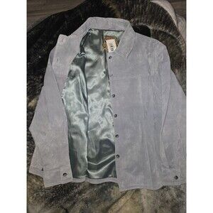 Vintage Leather Jacket Lined Satin Suede Sz L Denim AMi BRAND Deadstock